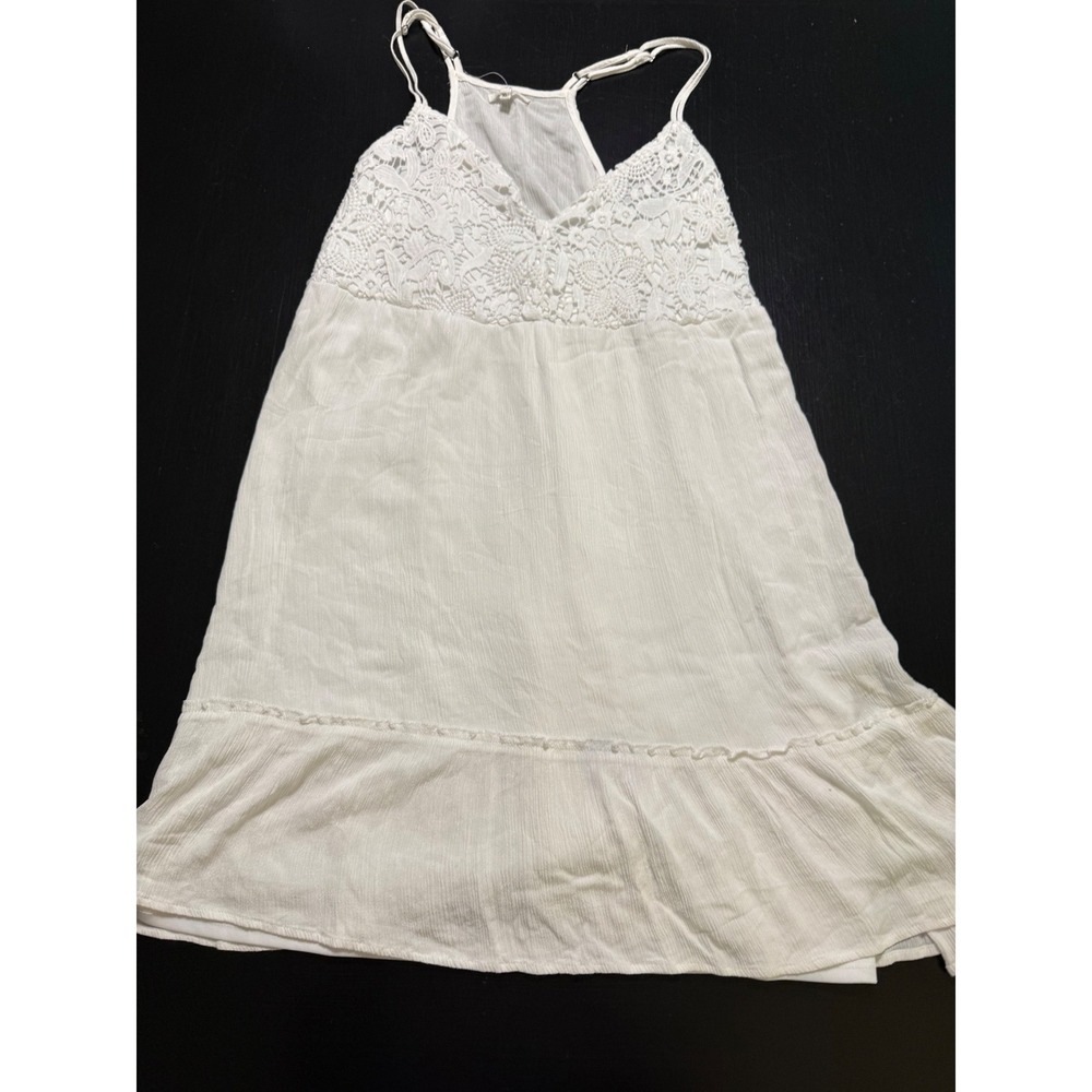 Maurices White Crochet Lace Gauze Boho Ruffle Hem Cami dress XL